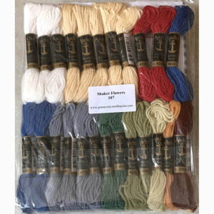 Printed needlepoint kit including wool