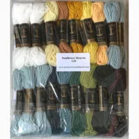 Printed needlepoint kit including wool