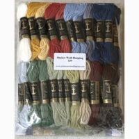 Printed needlepoint kit including wool