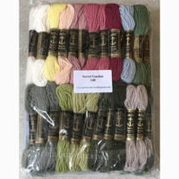 Printed needlepoint kit including wool