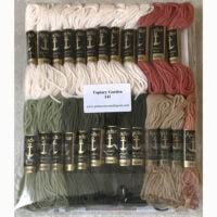 Printed needlepoint kit including wool