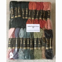 Printed needlepoint kit including wool