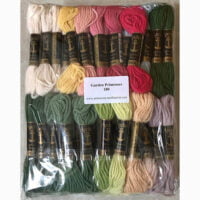 Printed needlepoint kit including wool