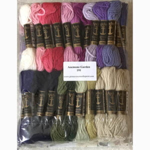 Printed needlepoint kit including wool