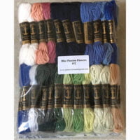 Printed needlepoint kit including wool