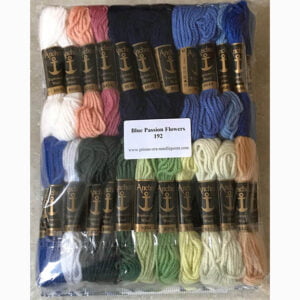 Printed needlepoint kit including wool