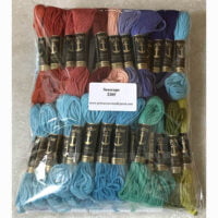 Printed needlepoint kit including wool